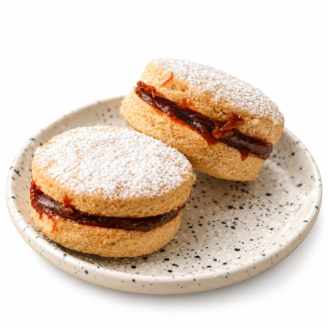 Alfajor with Sweet Guava Sauce.